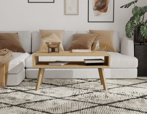 Moderný nízky dubový konferenčný stolík, 100 cm