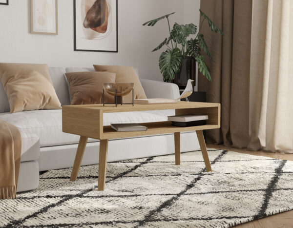 Moderný nízky dubový konferenčný stolík, 100 cm
