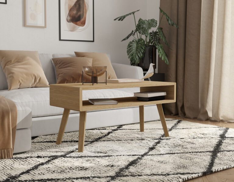 Moderný nízky dubový konferenčný stolík, 100 cm