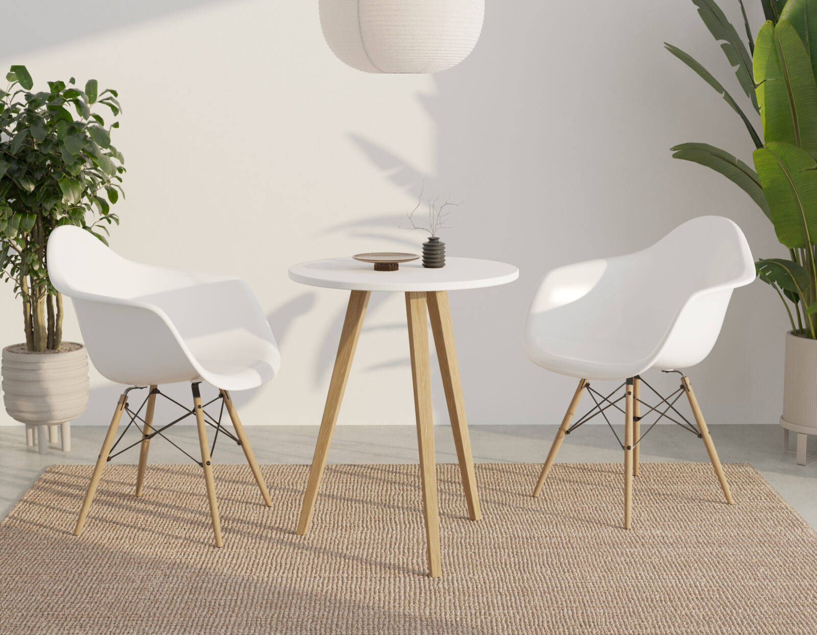 Moderný okrúhly drevený príručný stolík s drevenými nohami, 60 cm