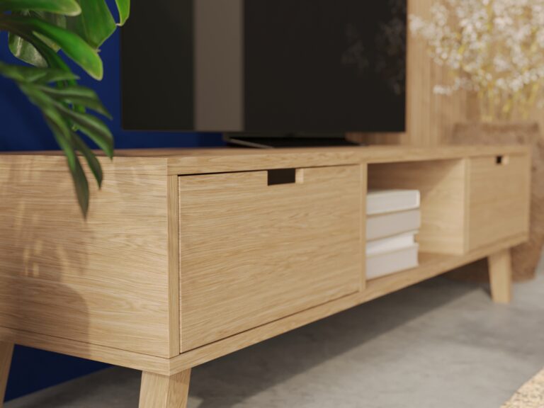 Škandinávsky drevený TV stolík, 150 cm
