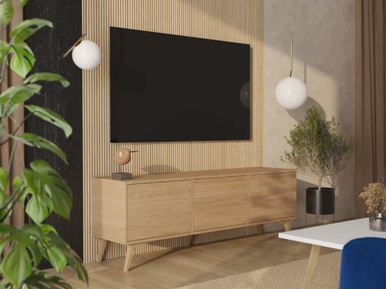Drevený TV stolík, 180 cm