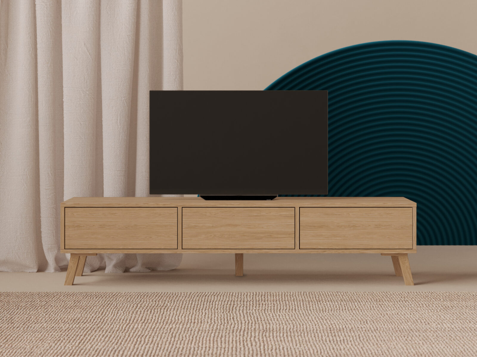 Dubový TV stolík, 180 cm