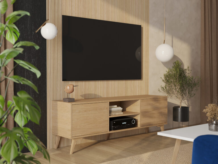 Moderný dubový TV stolík, 180 cm