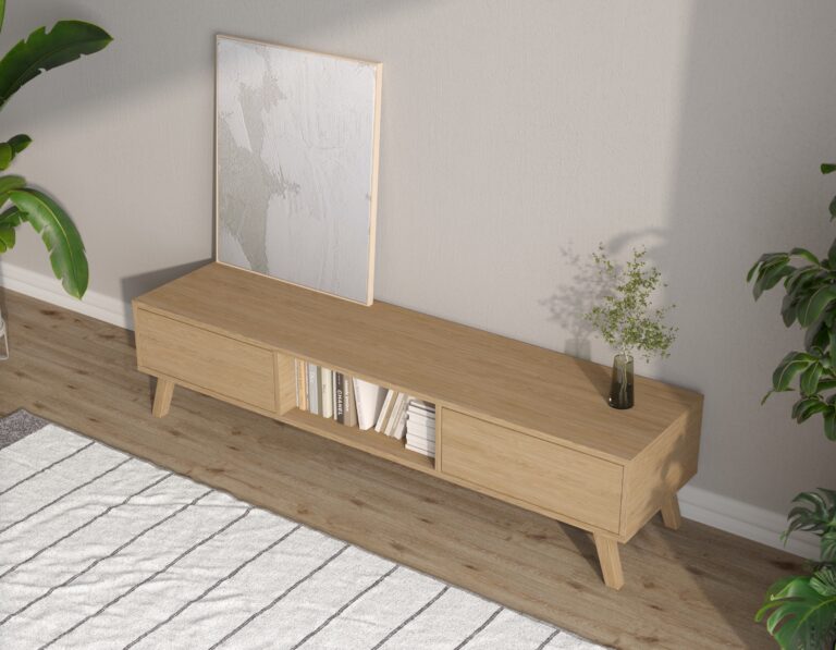 Moderný dubový TV stolík, 180 cm