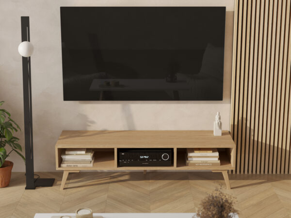 Drevený TV stolík s otvorenou policou, 150 cm