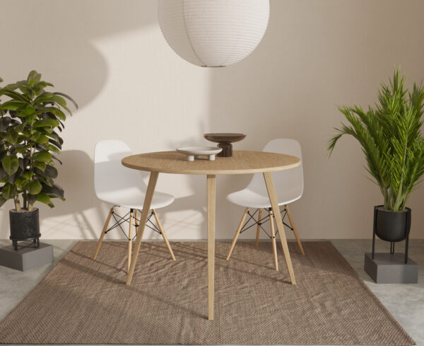 Moderný okrúhly jedálenský stôl z masívneho duba, 70-100 cm