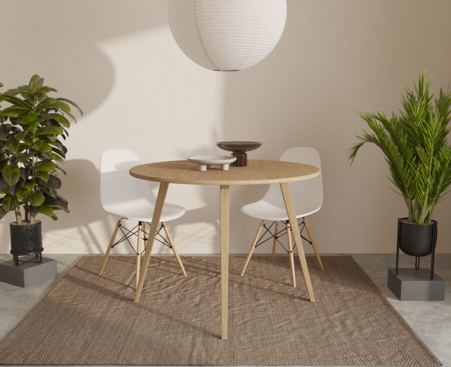 Moderný okrúhly jedálenský stôl z masívneho duba, 70-100 cm