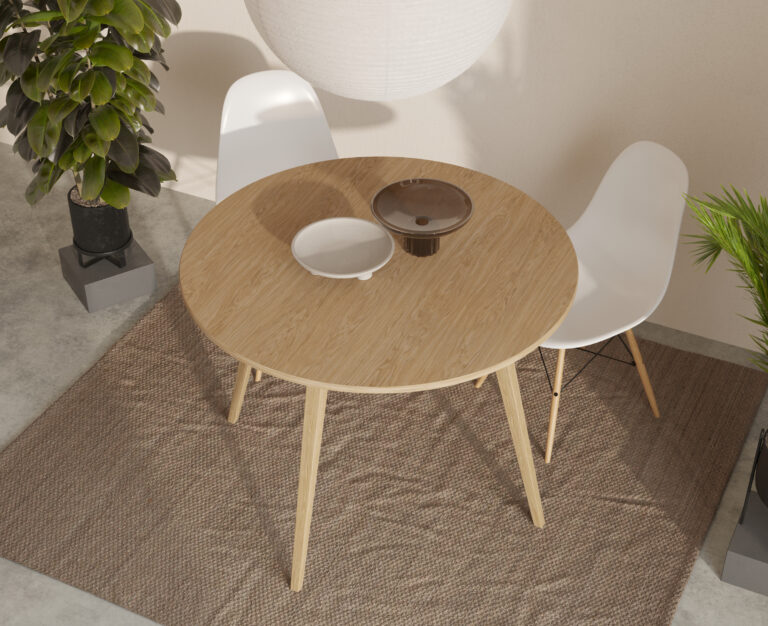 Moderný okrúhly jedálenský stôl z masívneho duba, 70-100 cm