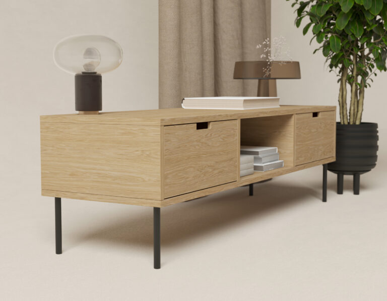 Industriálny drevený TV stolík, 150 cm