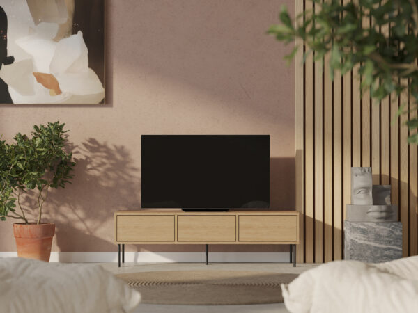 Industriálny dubový TV stolík, 150 cm