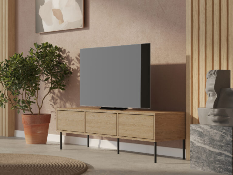 Industriálny dubový TV stolík, 150 cm