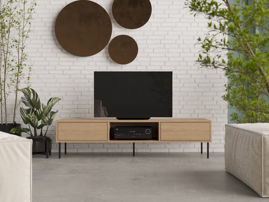 Minimalistický dubový TV stolík, 180 cm