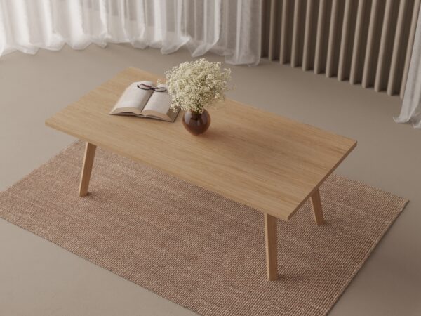 Nízky obdĺžnikový drevený konferenčný stolík, 90-110 cm