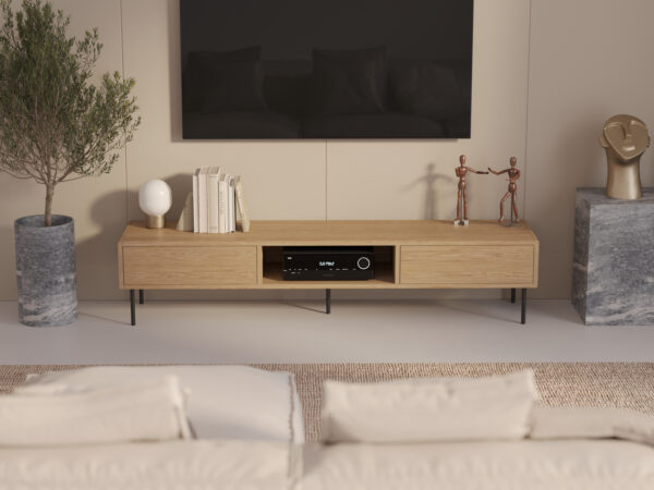 Industriálny dubový TV stolík, 200 cm