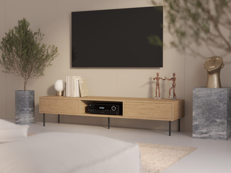 Industriálny dubový TV stolík, 200 cm