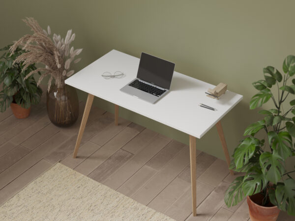 Minimalistický písací stôl s bielou doskou, 90 cm