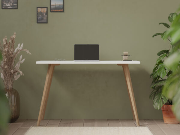 Minimalistický písací stôl s bielou doskou, 90 cm
