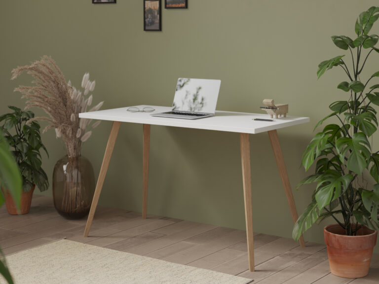 Minimalistický písací stôl s bielou doskou, 90 cm