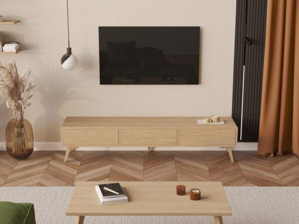 Moderný drevený TV stolík, 200 x 45 cm
