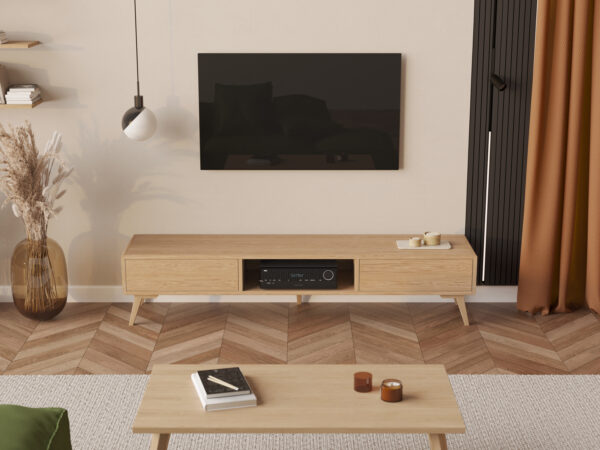 Moderný dubový TV stolík, 200 cm