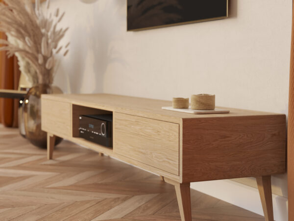 Moderný dubový TV stolík, 200 cm