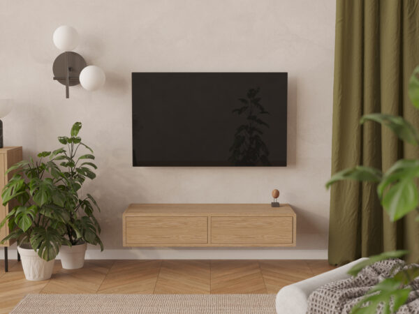 Moderný kompaktný závesný TV stolík, 120 x 45 cm