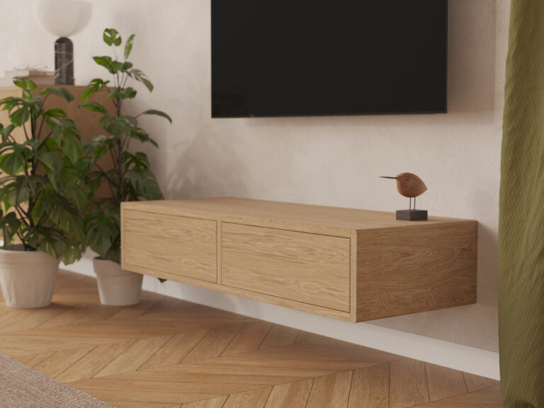 Moderný kompaktný závesný TV stolík, 120 x 45 cm
