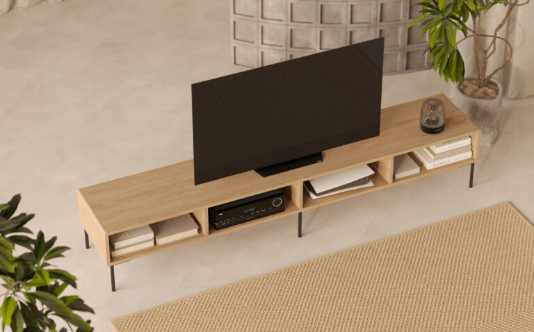 Moderný dlhý drevený TV stolík, 240 cm