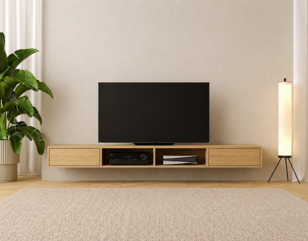 Moderný dlhý závesný TV stolík, 240 cm